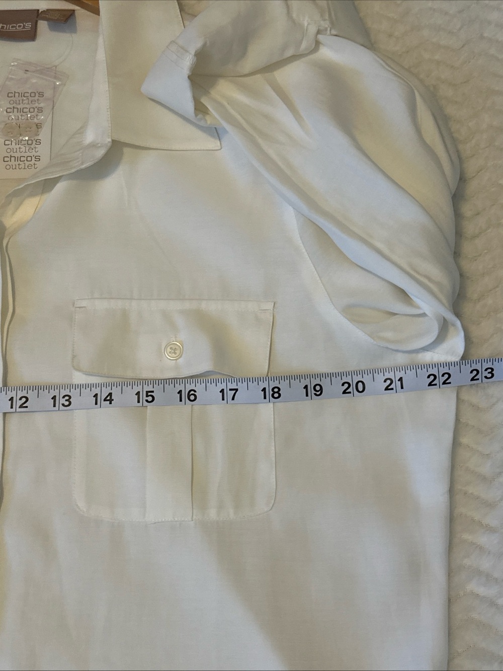 Chico's Women's White Button-Front Utility Shirt Size 2 - Picture 6 of 8